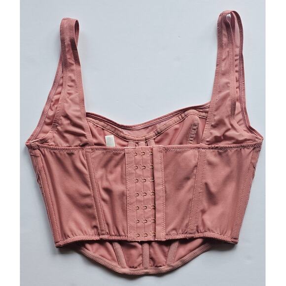 Anthropologie Mesh Corset Top, Hook and Eye Closures  Pink Sz M. New - Picture 5 of 11